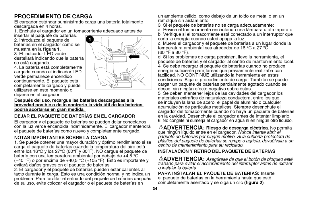 Black & Decker LST220R instruction manual Procedimiento de carga, Notas importantes sobre la carga 