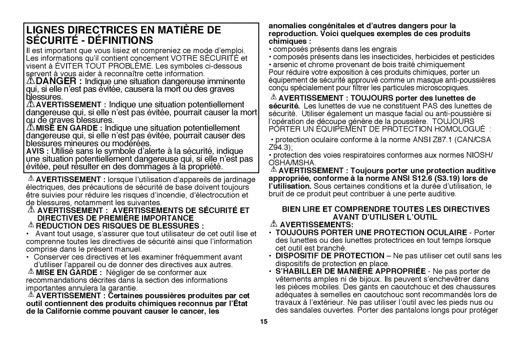 Black & Decker LST220R instruction manual Réduction Des Risques De Blessures 