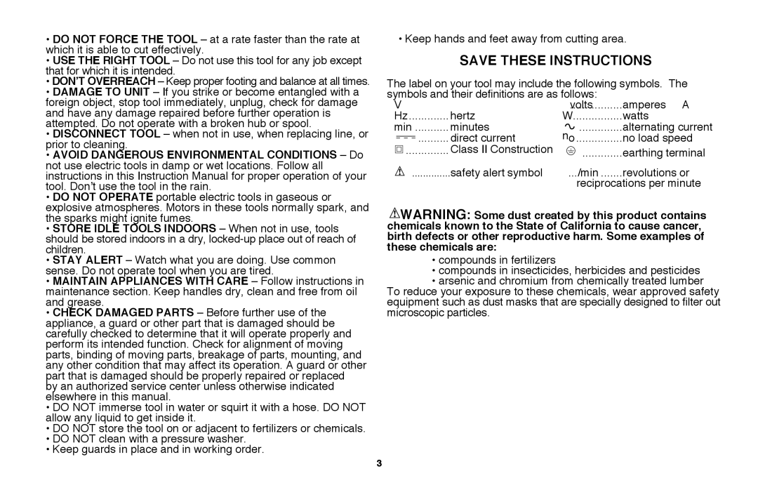 Black & Decker LST220 instruction manual Watts 