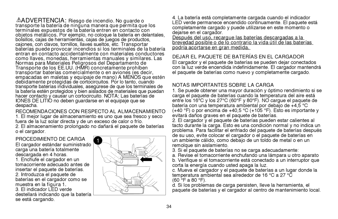 Black & Decker LST220 instruction manual Procedimiento de carga, Notas importantes sobre la carga 