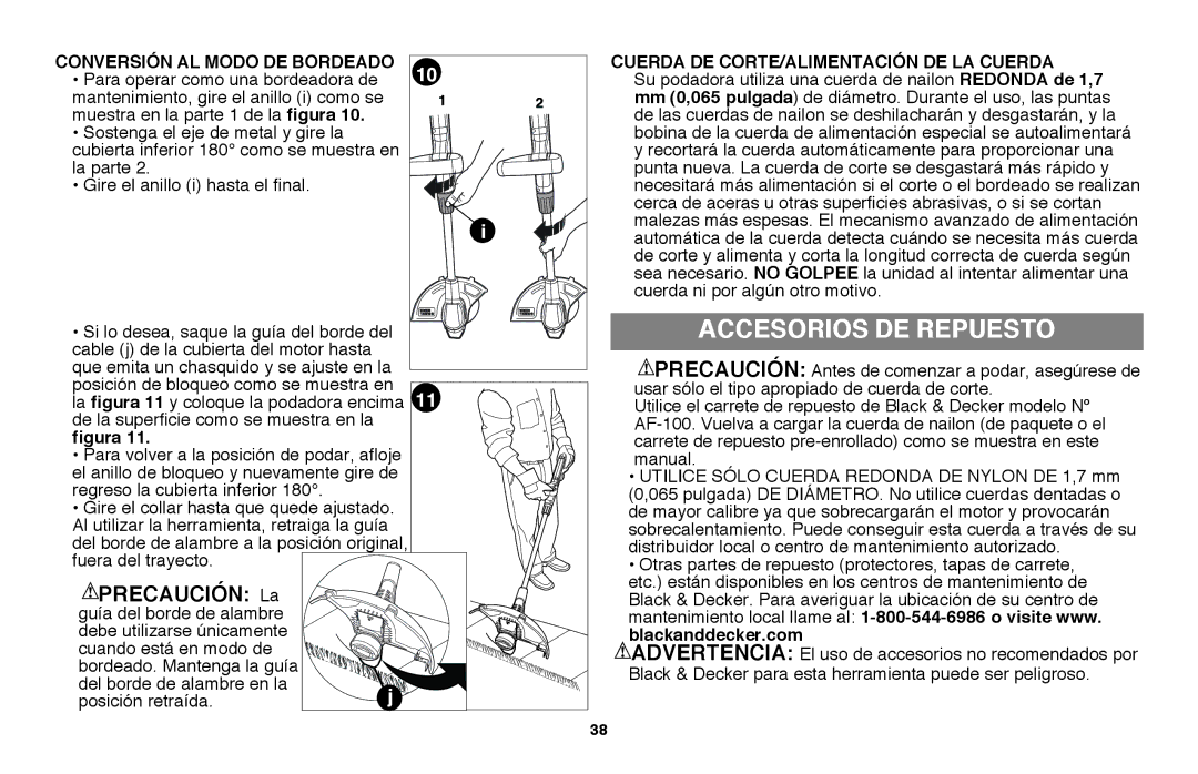 Black & Decker LST220 instruction manual Accesorios DE Repuesto, Precaución La, Conversión AL Modo DE Bordeado 