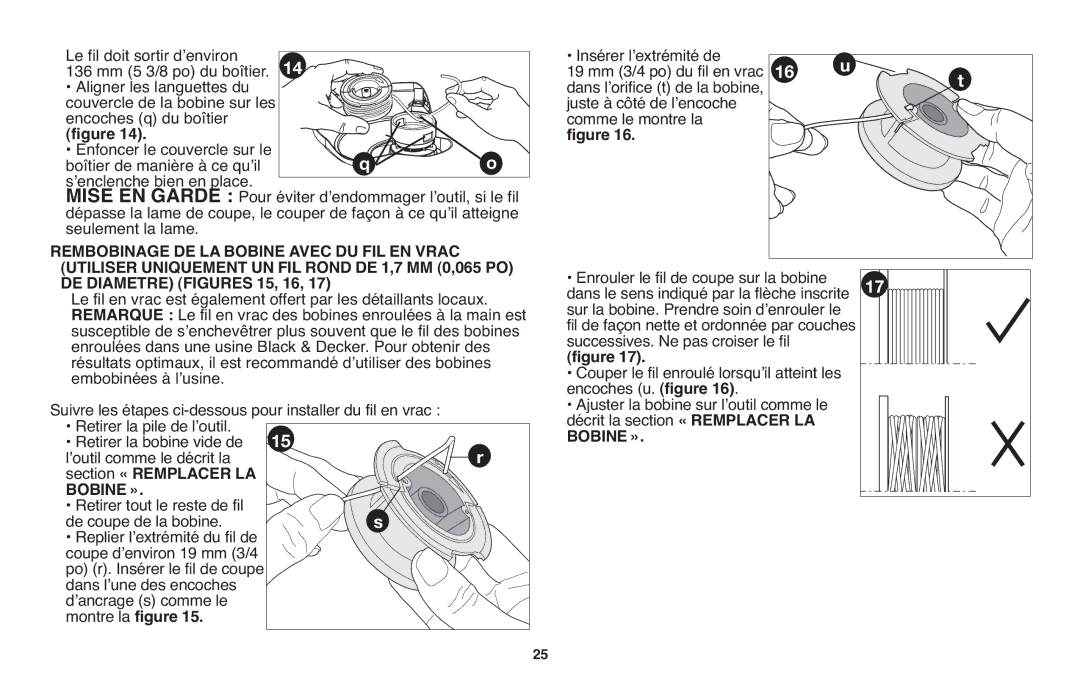 Black & Decker LST220 instruction manual Section « Remplacer LA, Bobine » 