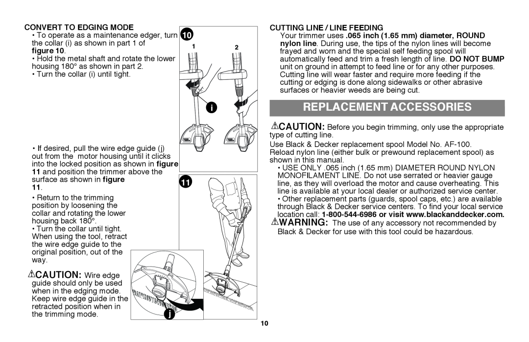 Black & Decker LST220 instruction manual replacement accessories, CAUTION Wire edge 
