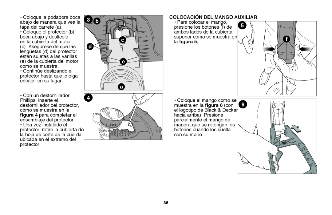 Black & Decker LST220 instruction manual Colocación del mango auxiliar, la figura 