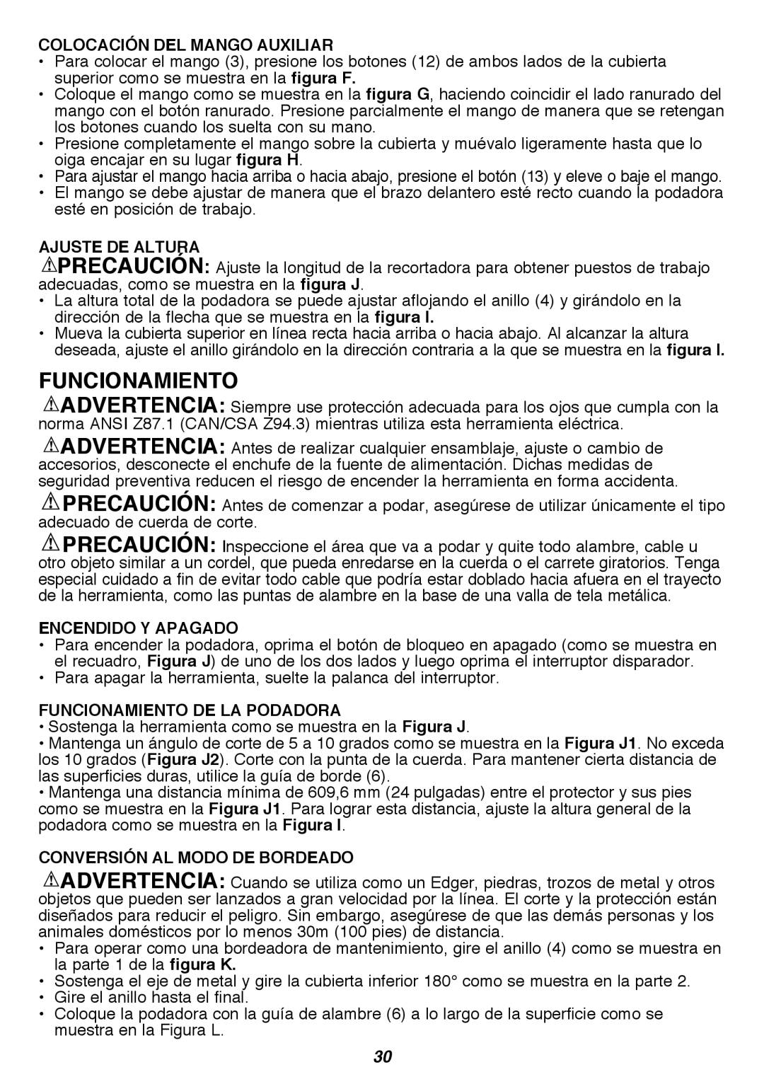 Black & Decker LST300R instruction manual Funcionamiento DE LA Podadora, Conversión AL Modo DE Bordeado 