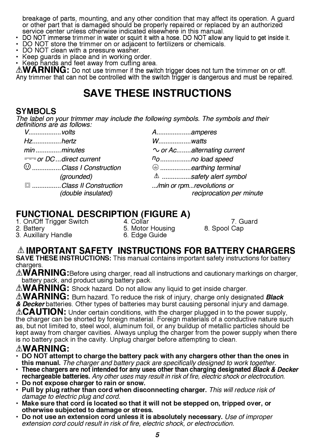 Black & Decker LST300R Functional Description figure a, Important Safety Instructions FOR BATTERY CHARGERS 