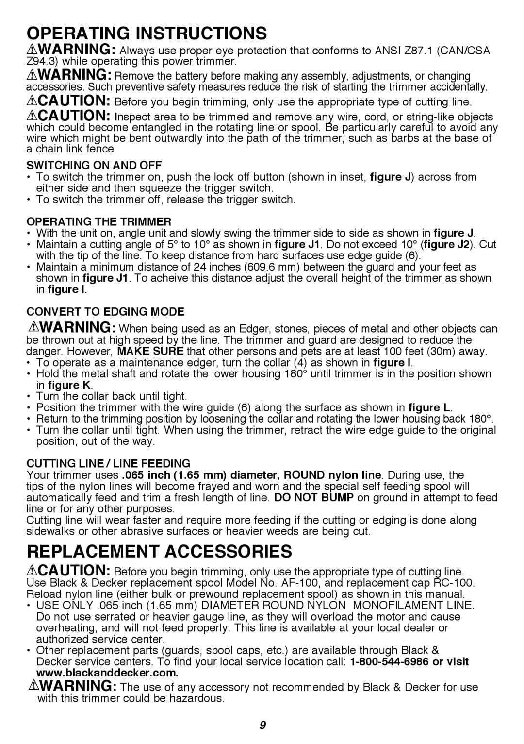 Black & Decker LST300R instruction manual Switching on and off, Operating the Trimmer, Convert To Edging Mode 