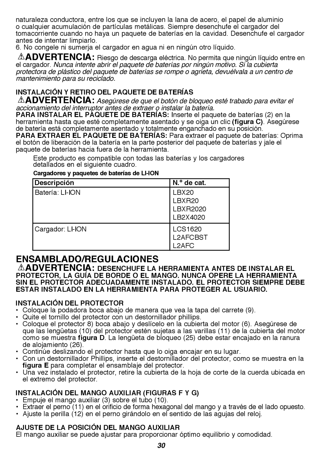 Black & Decker LST420 Ensamblado/Regulaciones, Instalación y retiro del paquete de baterías, Descripción De cat 