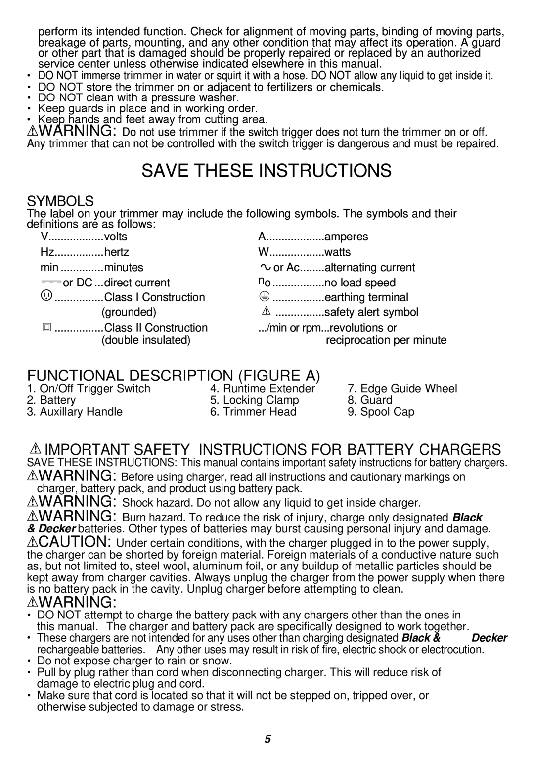 Black & Decker LST420 Functional Description figure a, Important Safety Instructions FOR BATTERY CHARGERS 