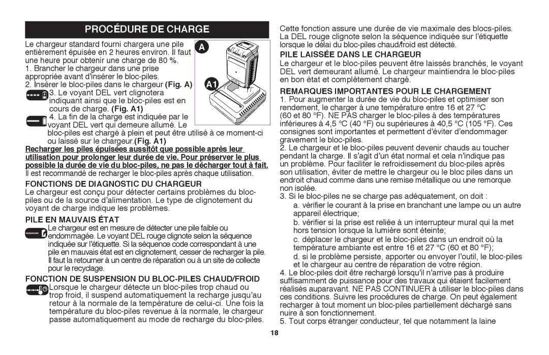 Black & Decker LSW36B manual Procédure de charge 