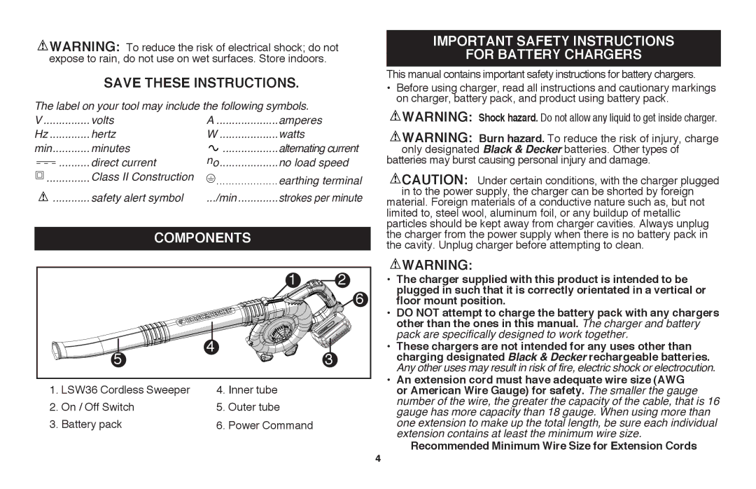 Black & Decker LSW36B manual Batteries may burst causing personal injury and damage 