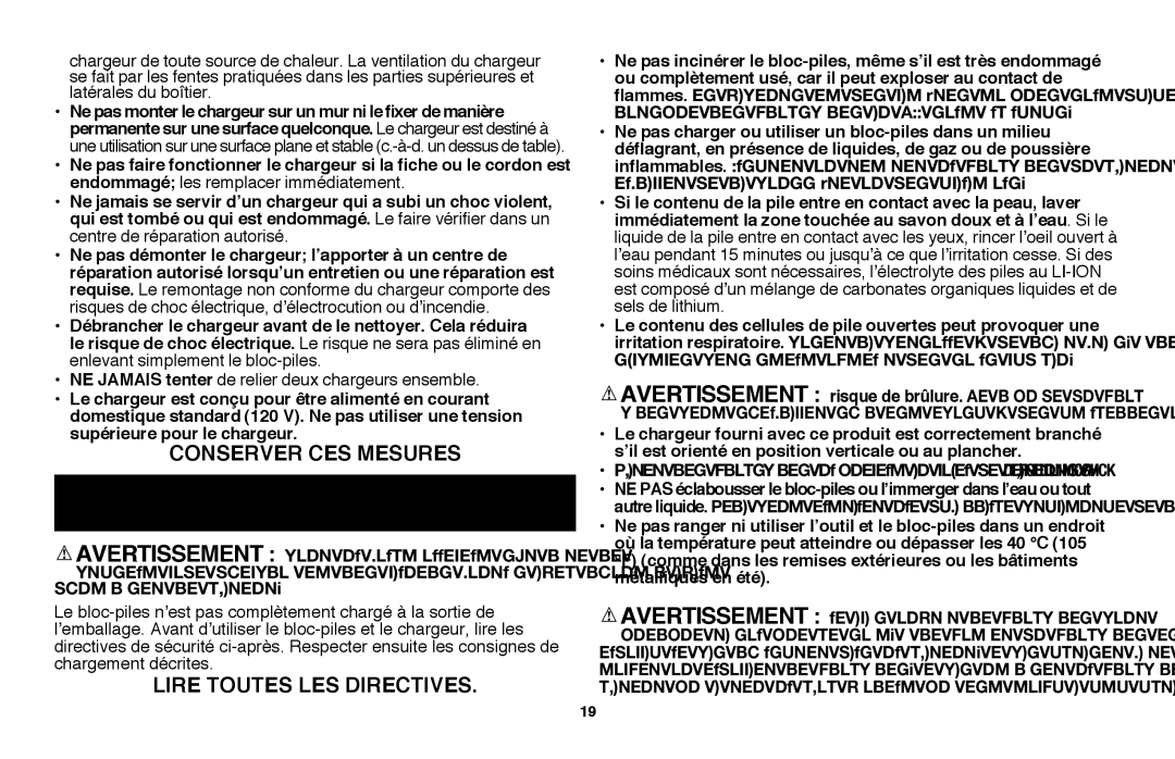 Black & Decker LSWV36R manual Directives de sÉcuritÉ importantes pour Les blocs-piles 