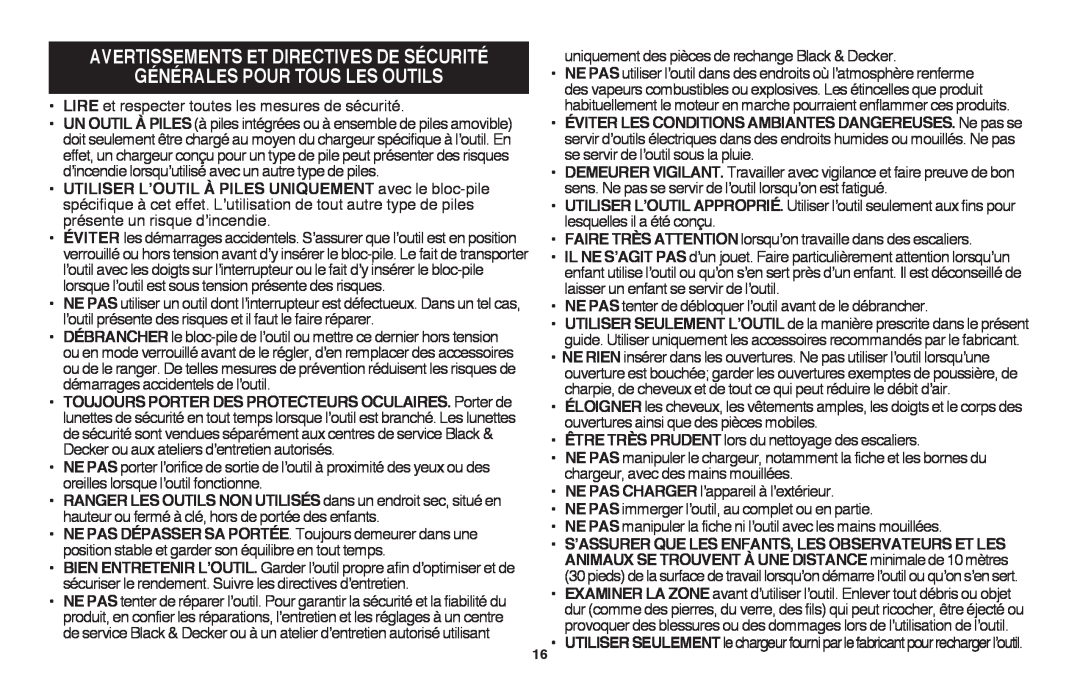 Black & Decker LSWV36R manual Générales Pour Tous Les Outils, Avertissements Et Directives De Sécurité 