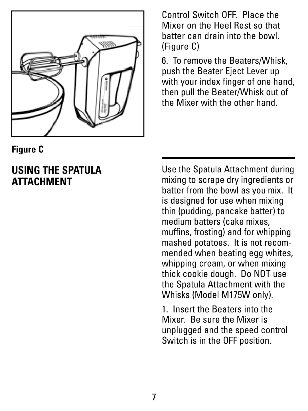Black & Decker M175W manual Figure C, Using The Spatula Attachment 