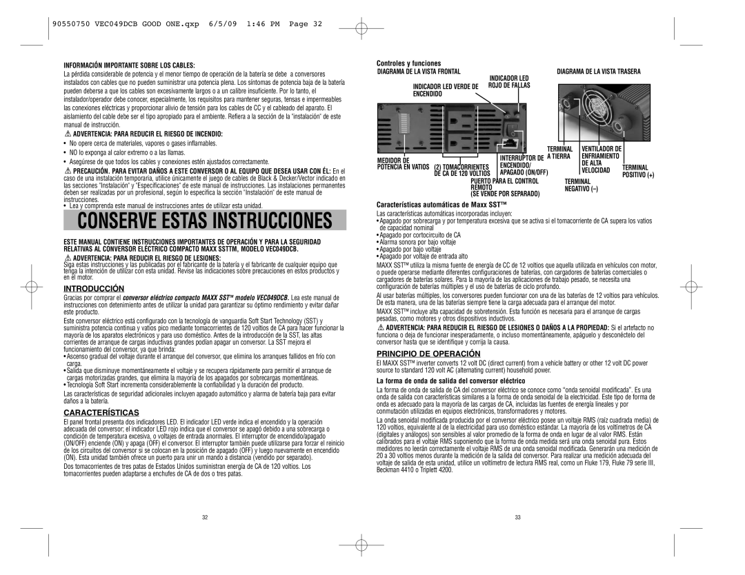 Black & Decker Marine Battery instruction manual Introducción, Características, Principio DE Operación 