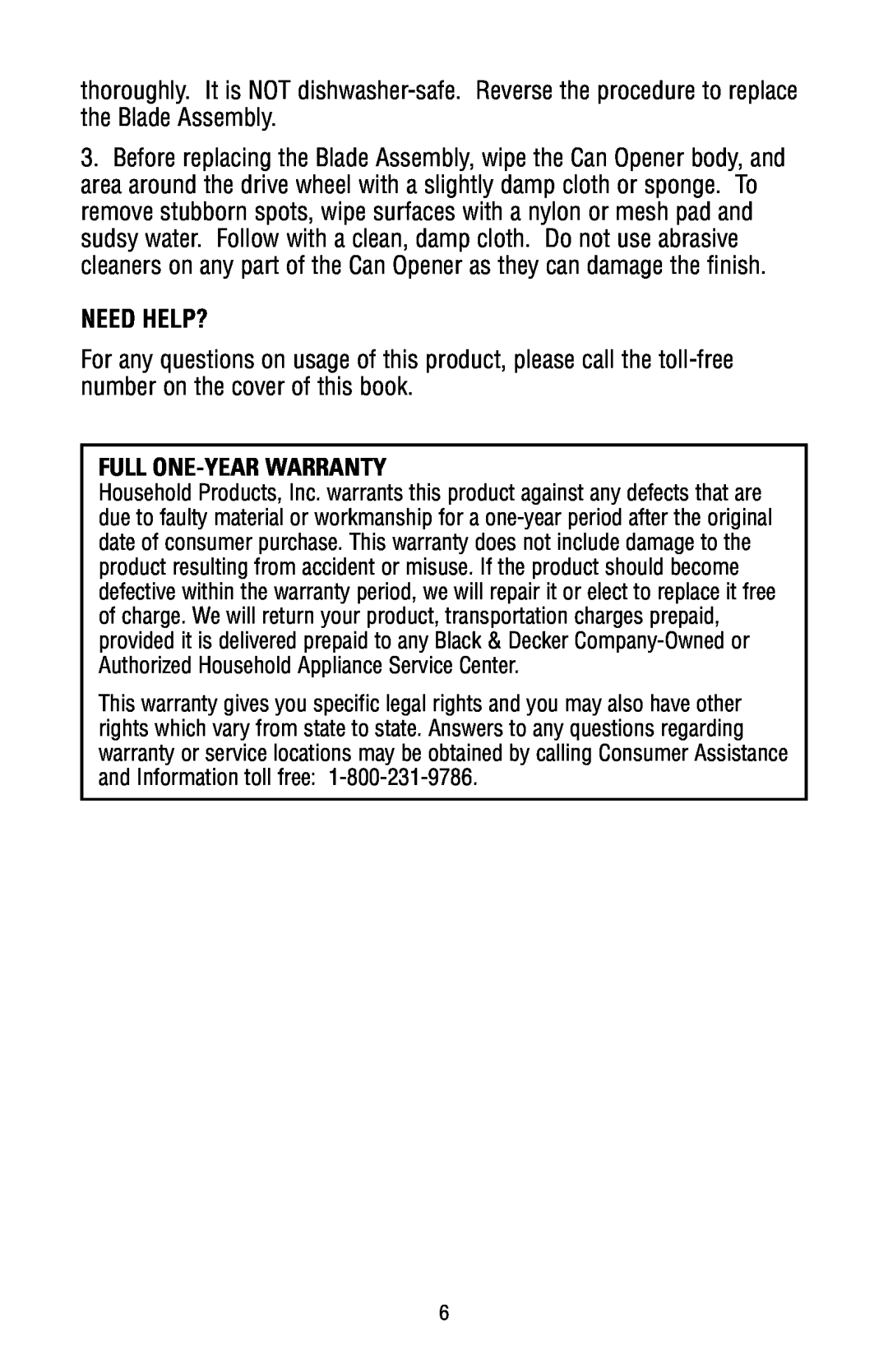 Black & Decker MGD150 owner manual Need Help?, Full One-Yearwarranty 