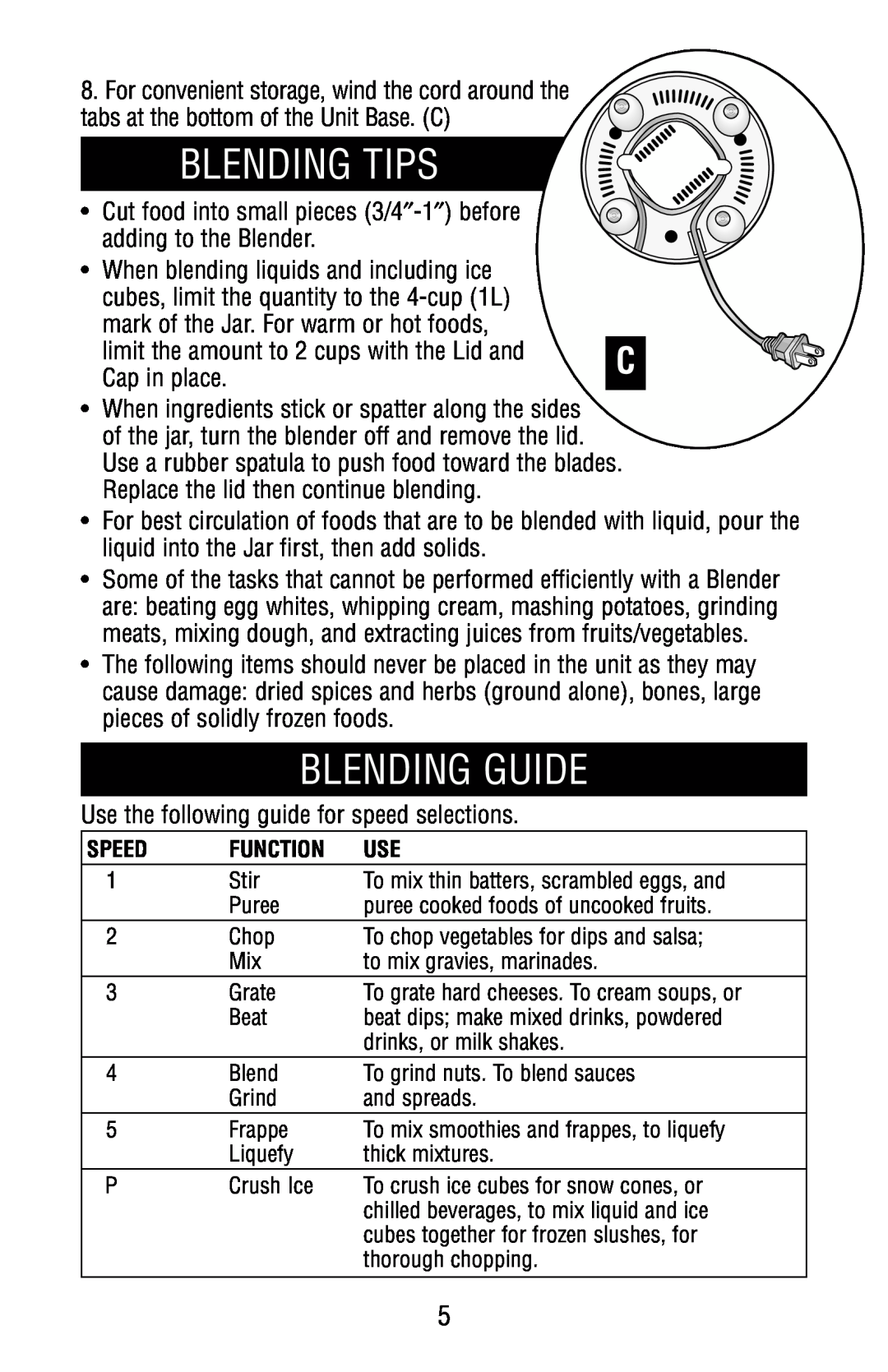 Black & Decker MGD250 owner manual Blending Tips, Blending Guide 