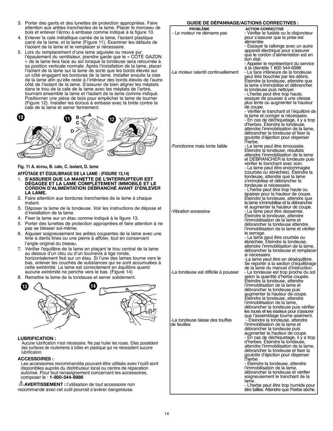 Black & Decker MM575 instruction manual Lubrification, Accessoires, Guide DE DÉPANNAGE/ACTIONS Correctives 