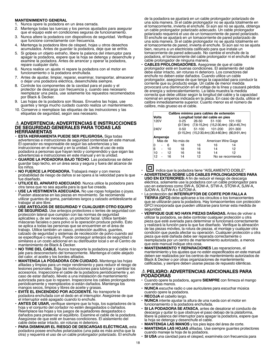 Black & Decker MM575 instruction manual Peligro Advertencias Adicionales Para Podadoras, Mantenimiento General 