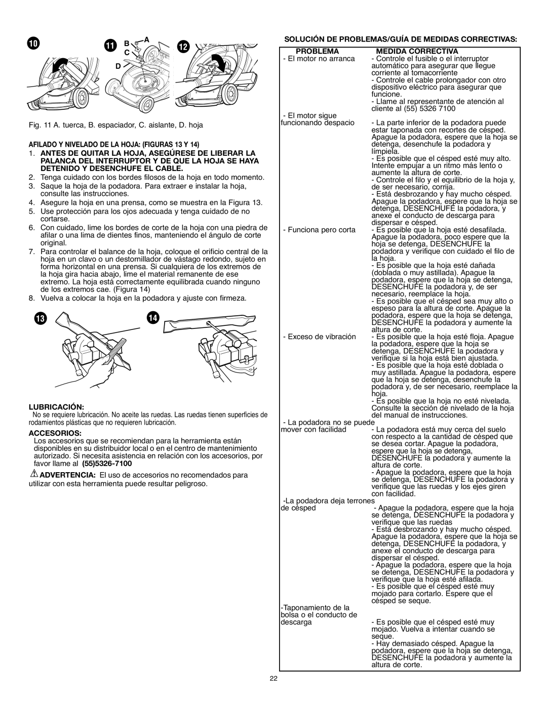 Black & Decker MM575 instruction manual Lubricación, Accesorios 