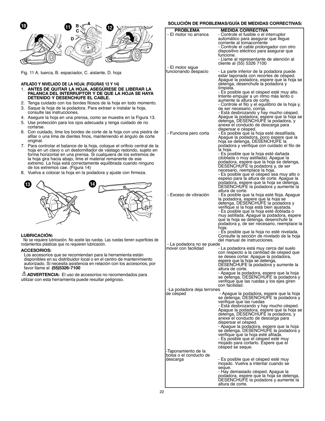 Black & Decker MM575 instruction manual Lubricación, Accesorios 