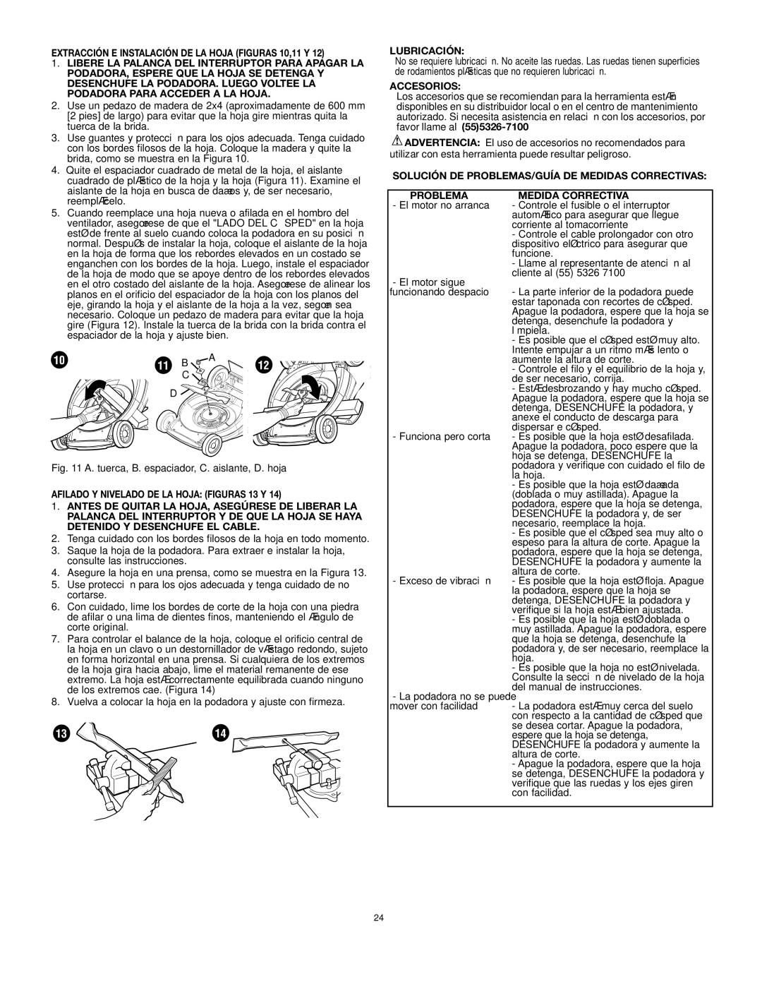 Black & Decker MM675 instruction manual Lubricación, Accesorios 