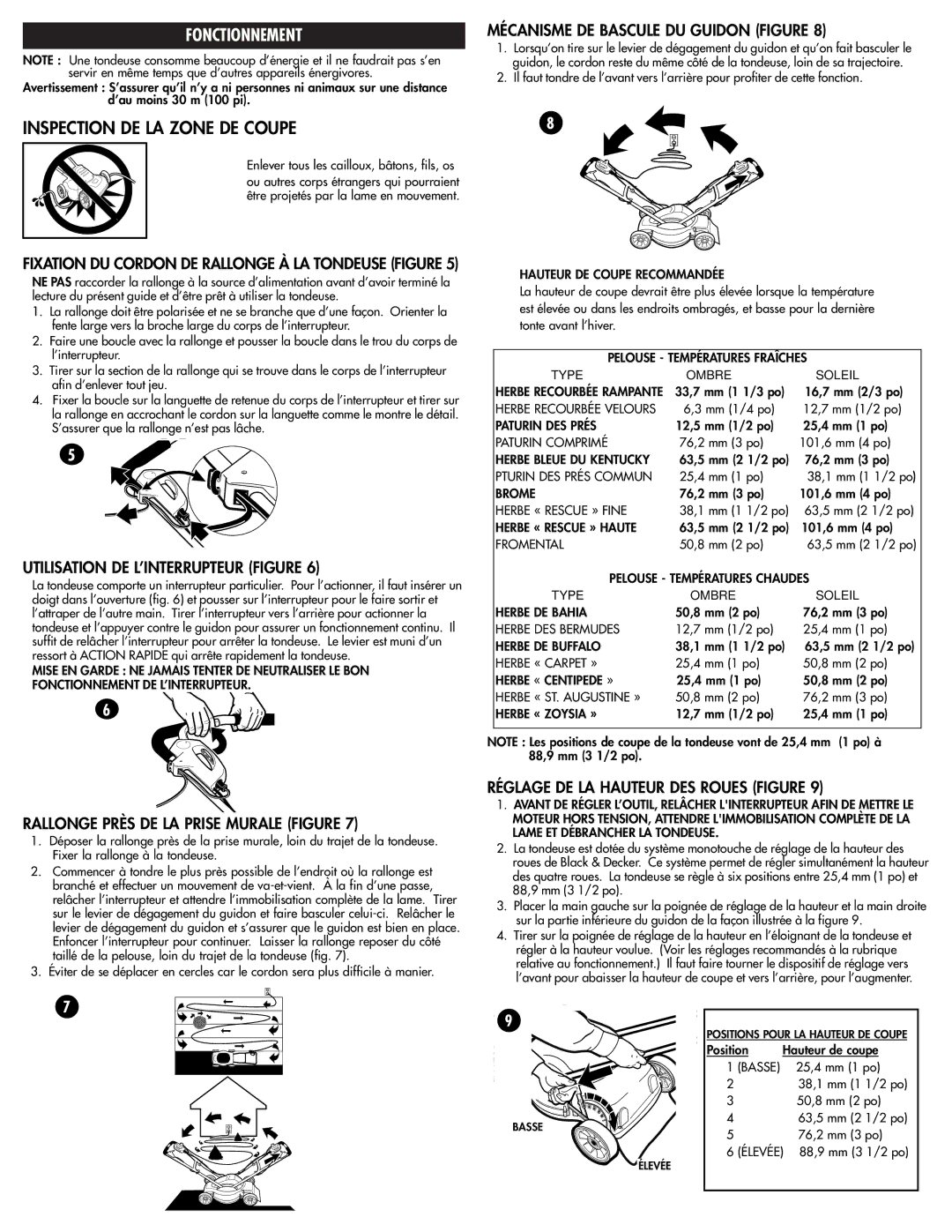 Black & Decker MM675 Fonctionnement, Utilisation DE L’INTERRUPTEUR Figure, Rallonge Près DE LA Prise Murale Figure 