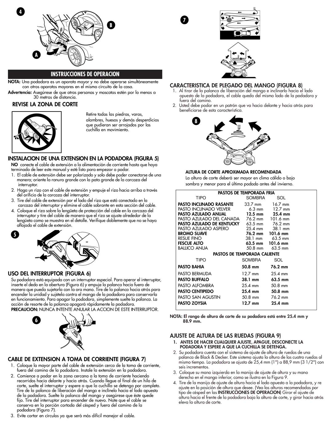 Black & Decker MM675 instruction manual Instrucciones DE Operacion, Caracteristica DE Plegado DEL Mango Figura 