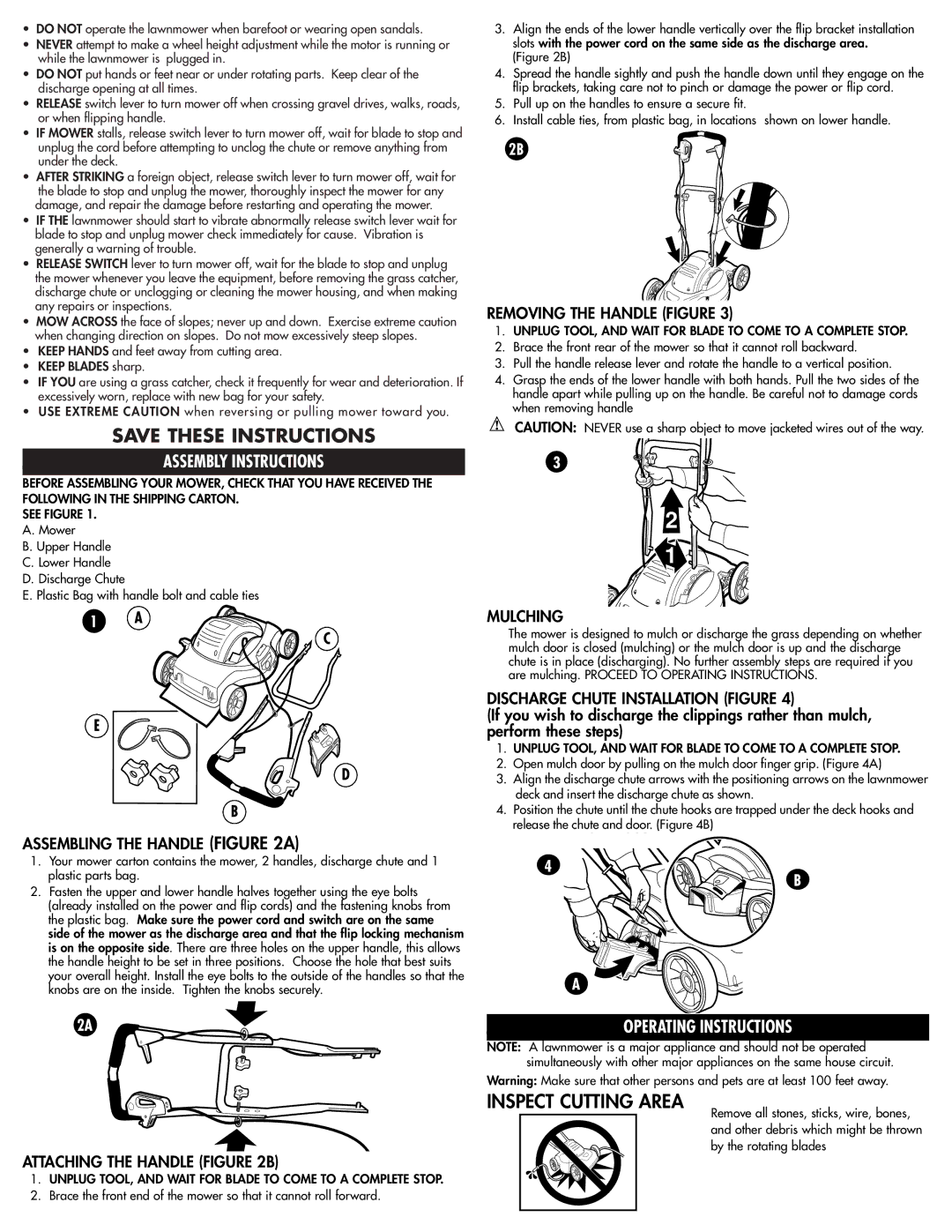 Black & Decker MM675 instruction manual Inspect Cutting Area, Assembly Instructions, Operating Instructions 