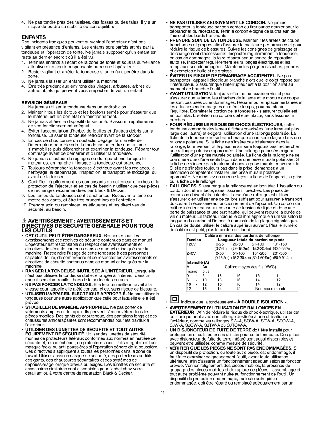 Black & Decker MM675 instruction manual Enfants, Révision Générale 