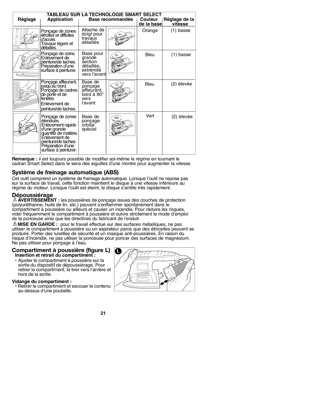 Black & Decker 90547658, MS2000 Système de freinage automatique ABS, Dépoussiérage, Compartiment à poussière figure L 