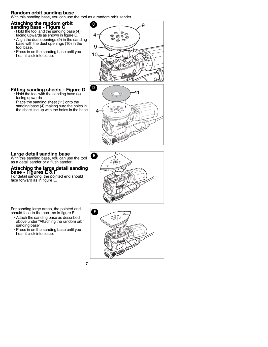 Black & Decker 90547658, MS2000 Random orbit sanding base, Attaching the random orbit sanding base Figure C 