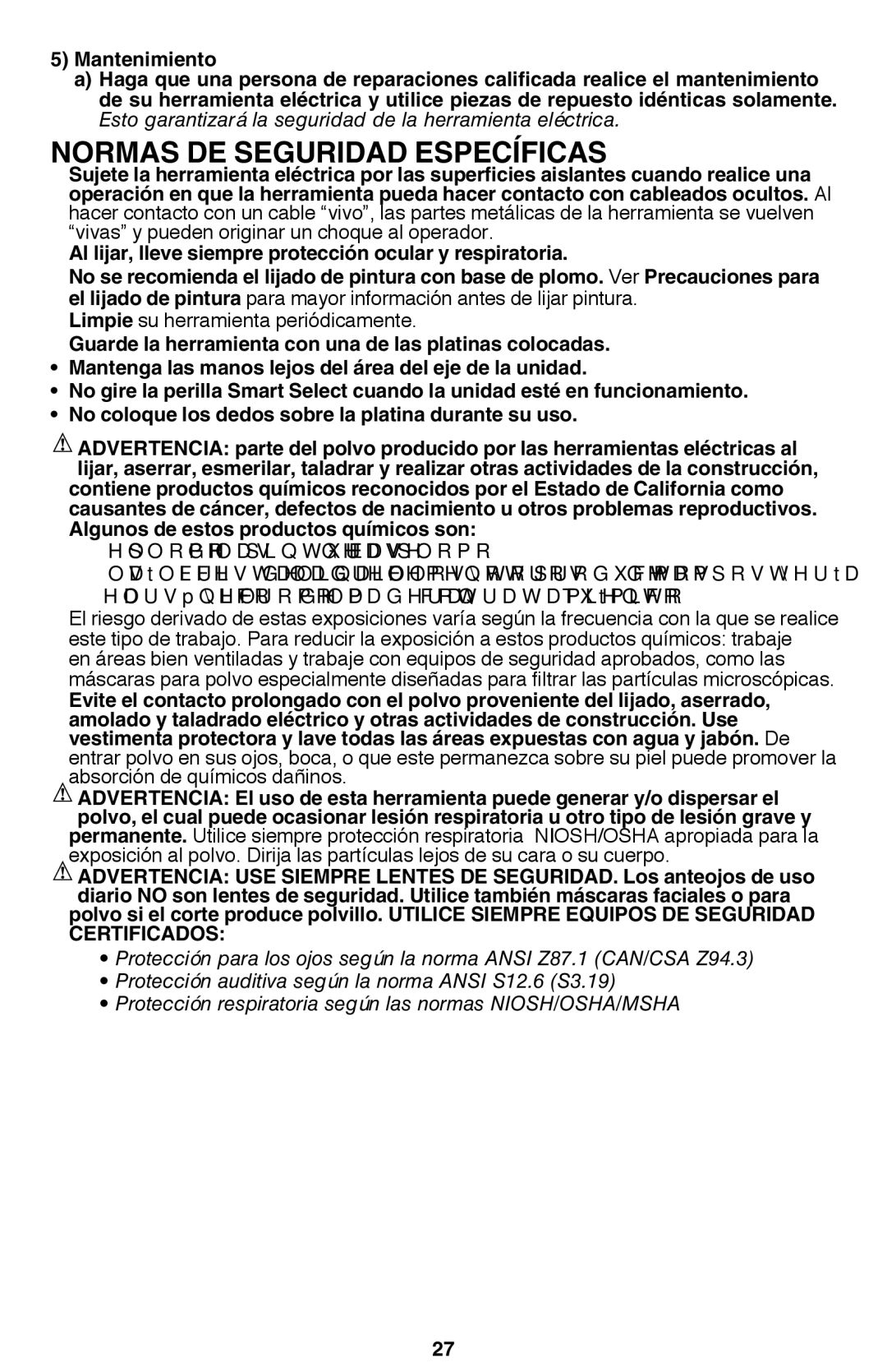 Black & Decker MS2000 instruction manual Normas de seguridad específicas 