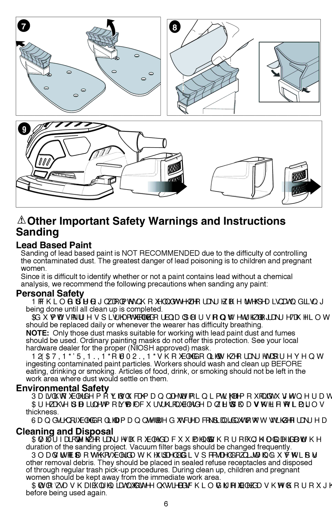 Black & Decker MS800B Other Important Safety Warnings and Instructions Sanding, Lead Based Paint, Personal Safety 