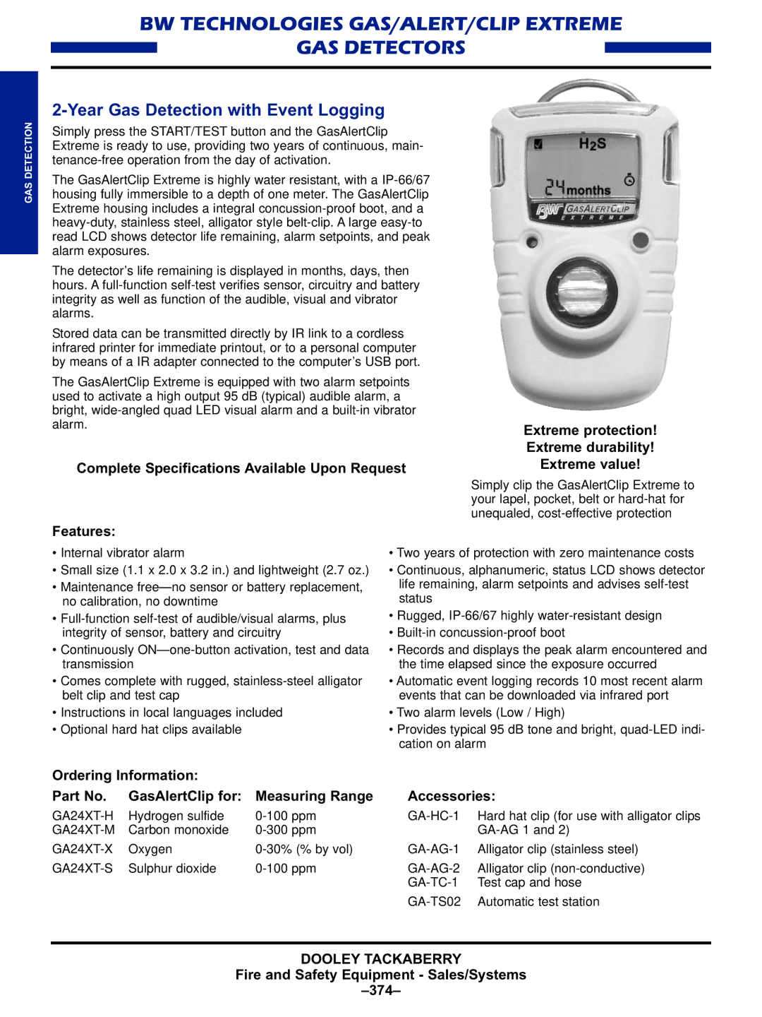 Black & Decker MULTI-GAS DETECTORS manual BW Technologies GAS/ALERT/CLIP Extreme GAS Detectors 