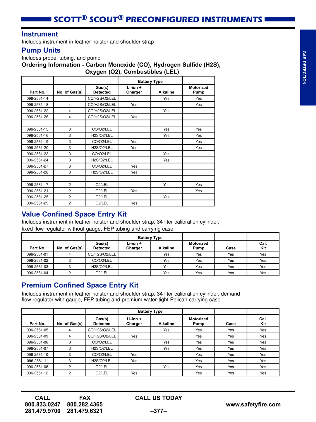 Black & Decker MULTI-GAS DETECTORS manual Scott Scout Preconfigured Instruments, Pump Units, Value Confined Space Entry Kit 