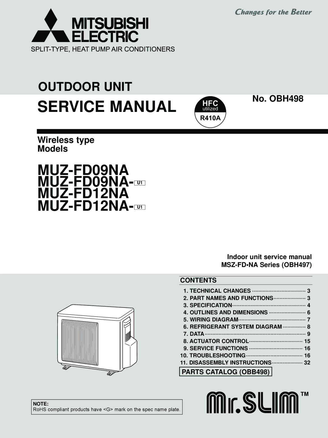 Black & Decker service manual MUZ-FD09NA MUZ-FD09NA- U1 MUZ-FD12NA MUZ-FD12NA- U1 