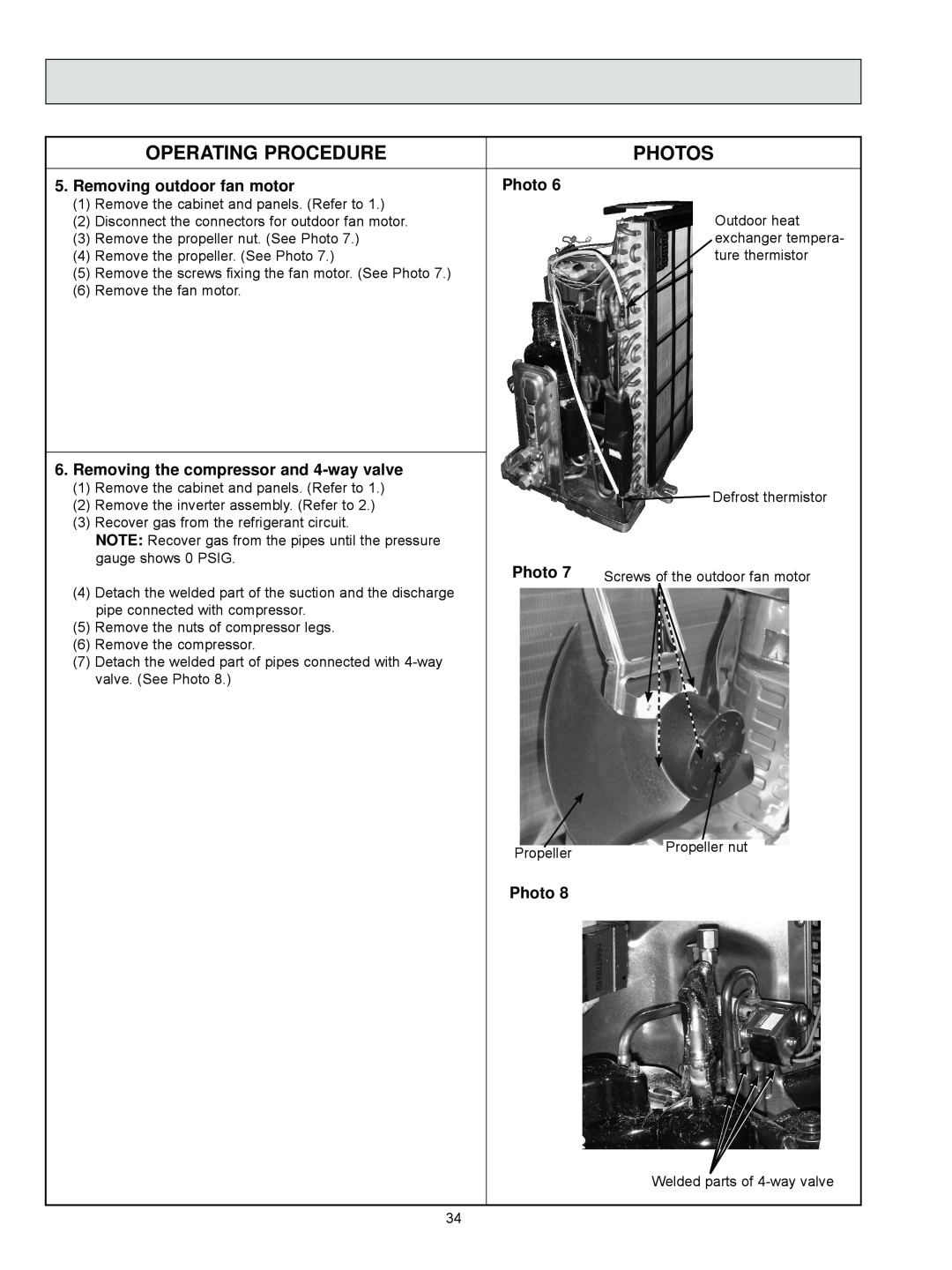 Black & Decker MUZ-FD09NA- U1, MUZ-FD12NA- U1 service manual Operating Procedure, Photos, Removing outdoor fan motor 
