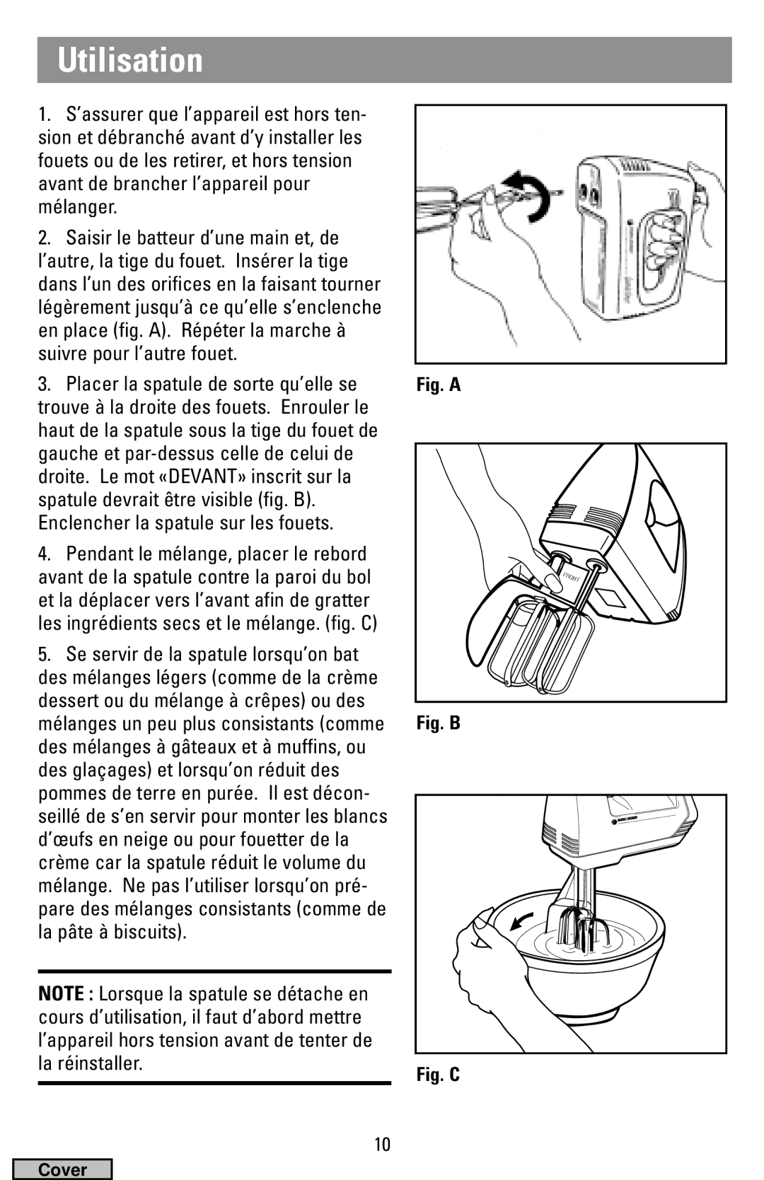 Black & Decker MX40 manual Utilisation, Fig. a 