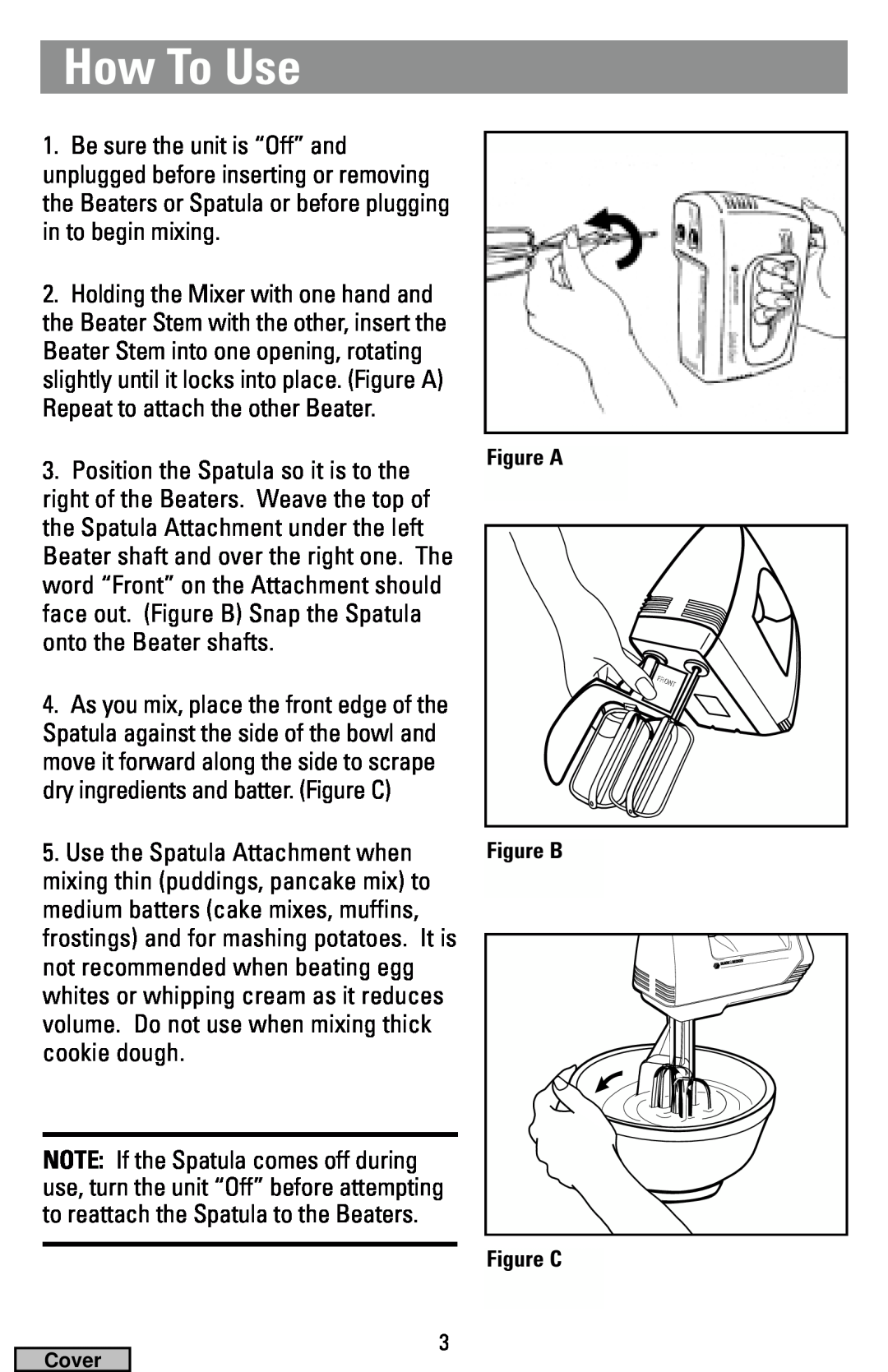 Black & Decker MX40 manual How To Use, Figure A Figure B Figure C 