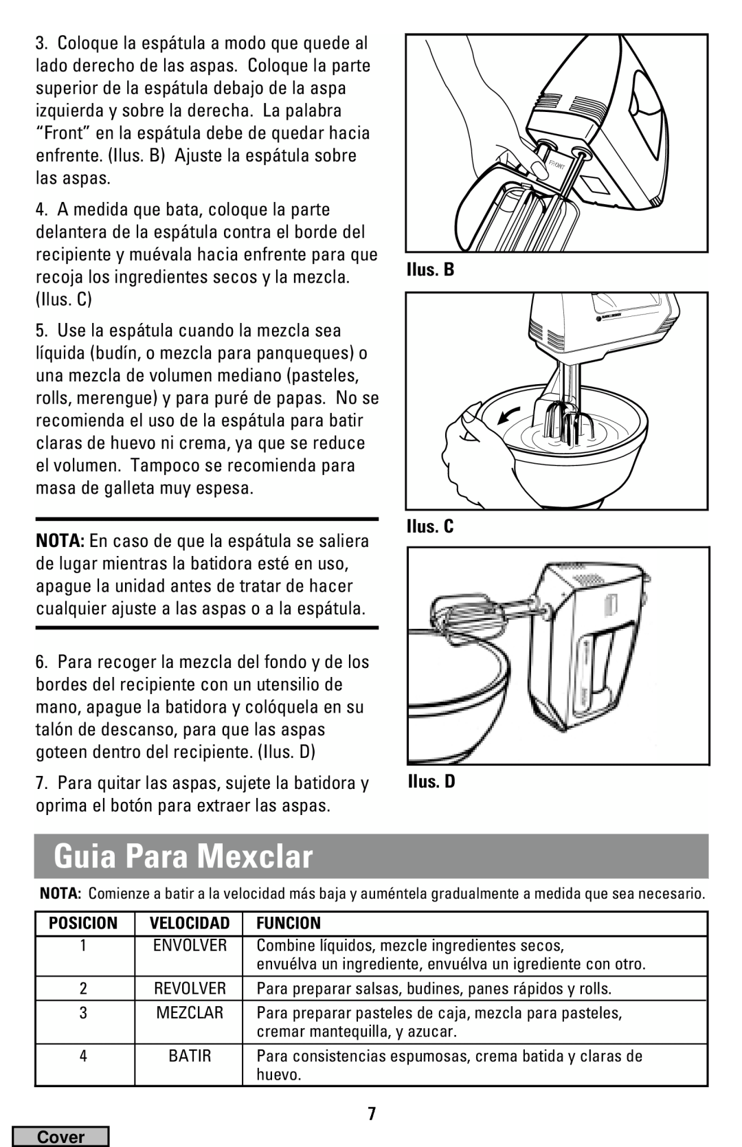 Black & Decker MX40 manual Guia Para Mexclar, Ilus. B Ilus. C Ilus. D 