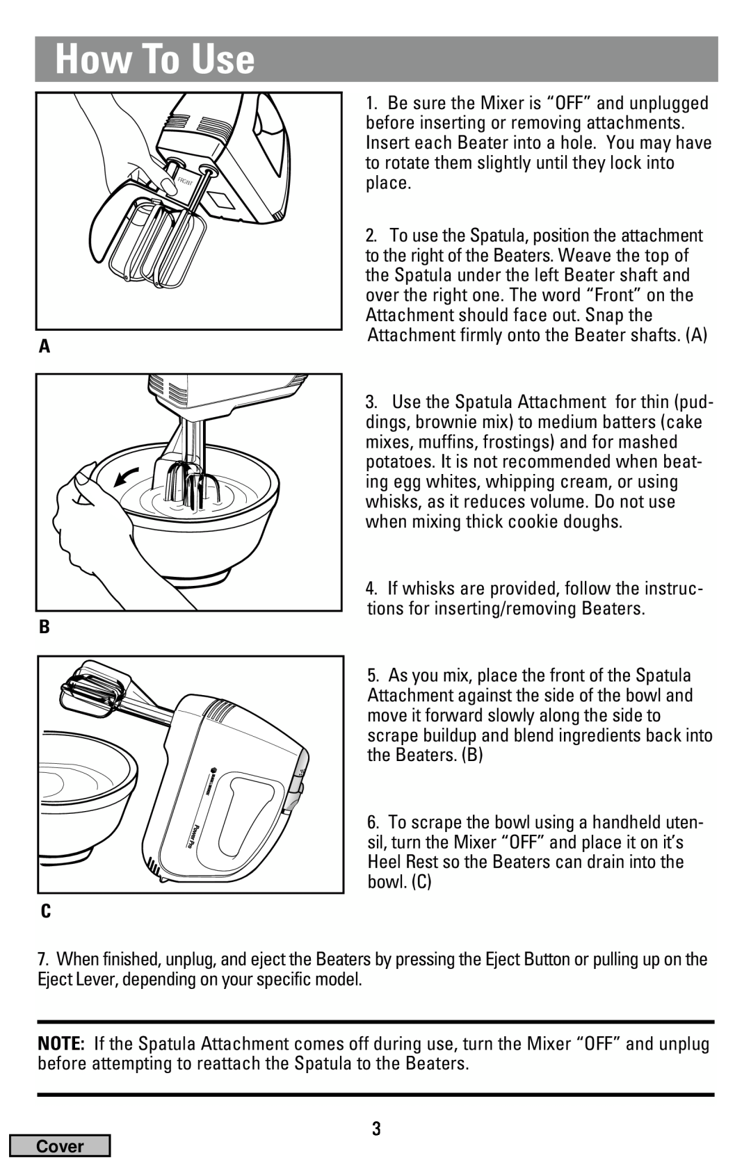 Black & Decker MX50, MX70 manual How To Use, A B C 