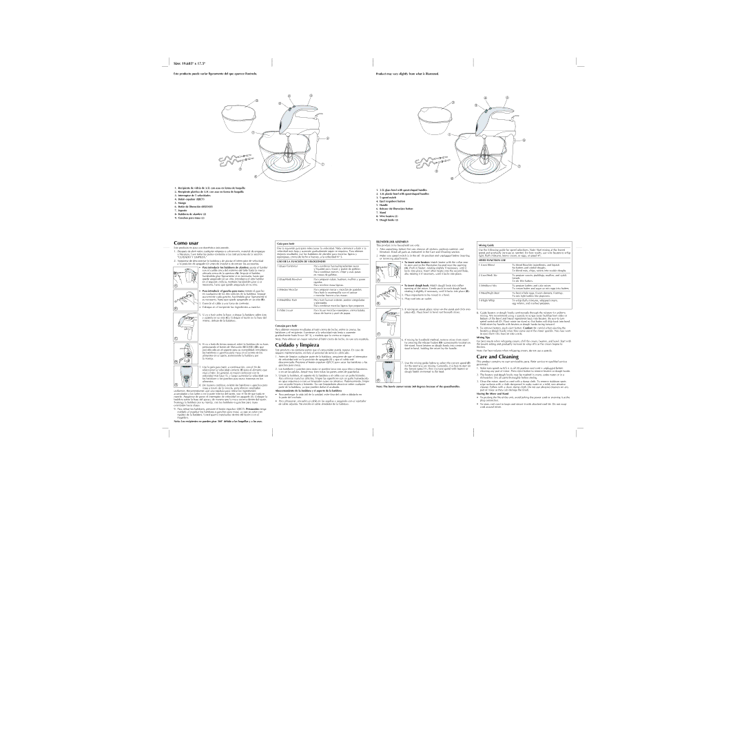 Black & Decker MX900 Product may vary slightly from what is illustrated, Consejos para batir, Mixing Guide, Mixing Tips 