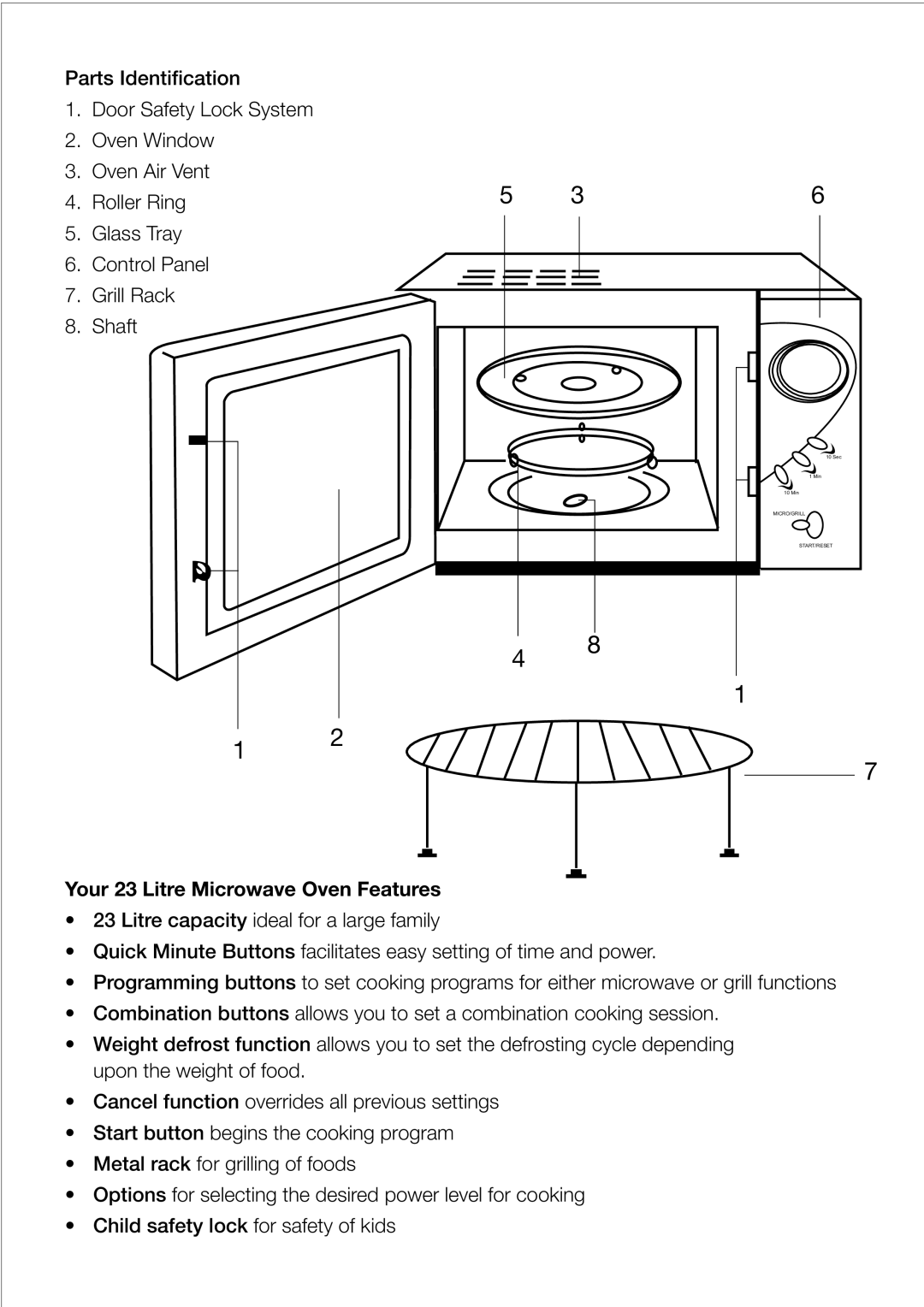 Black & Decker MY23PG manual Your 23 Litre Microwave Oven Features 