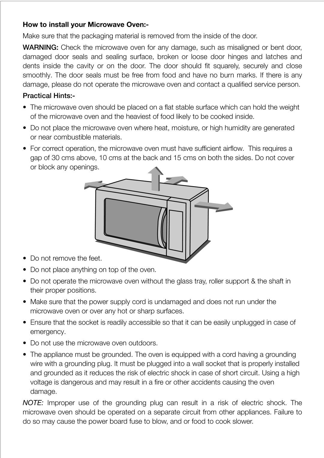 Black & Decker MY23PG manual How to install your Microwave Oven 