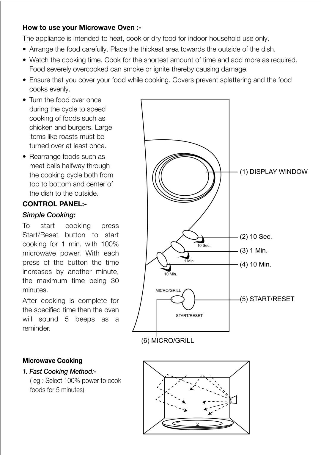 Black & Decker MY23PG manual How to use your Microwave Oven, Microwave Cooking 