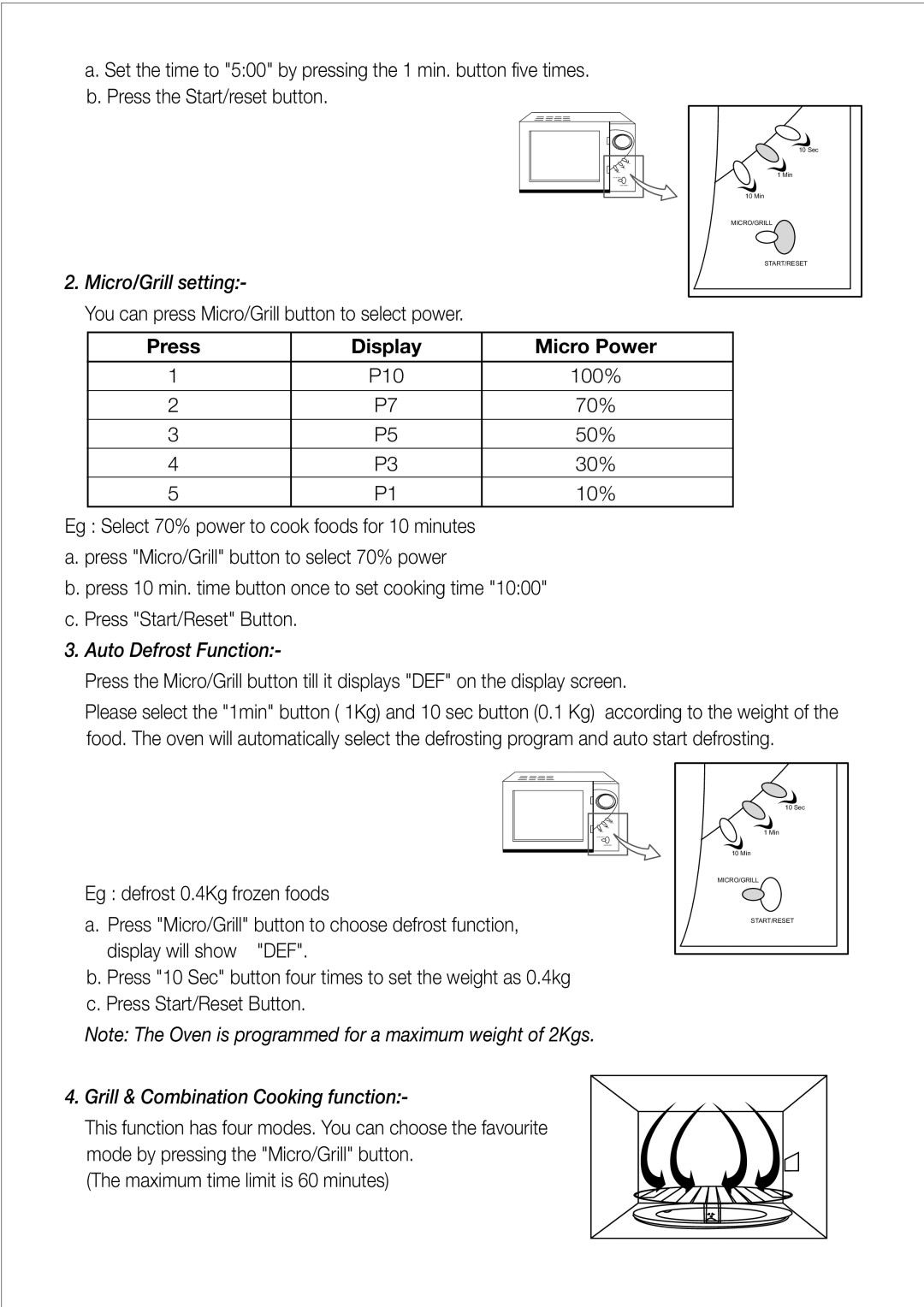 Black & Decker MY23PG manual Press Display Micro Power, P10 100% 70% 50% 30% 10% 