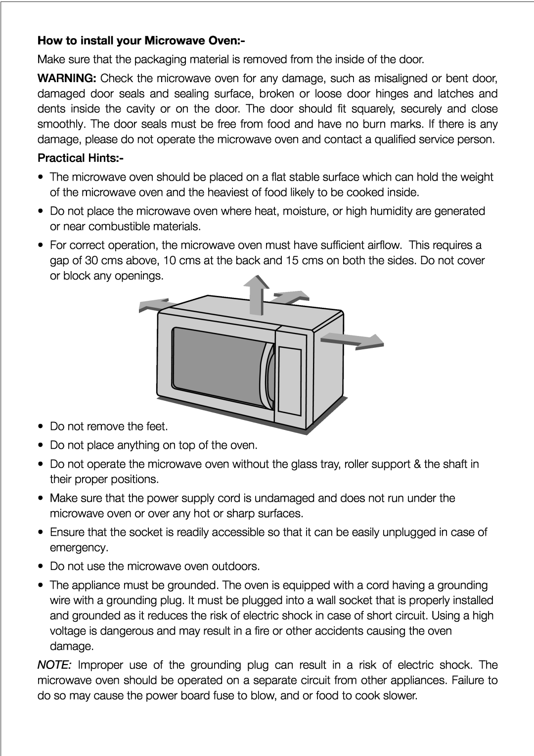 Black & Decker MY23PG manual How to install your Microwave Oven 