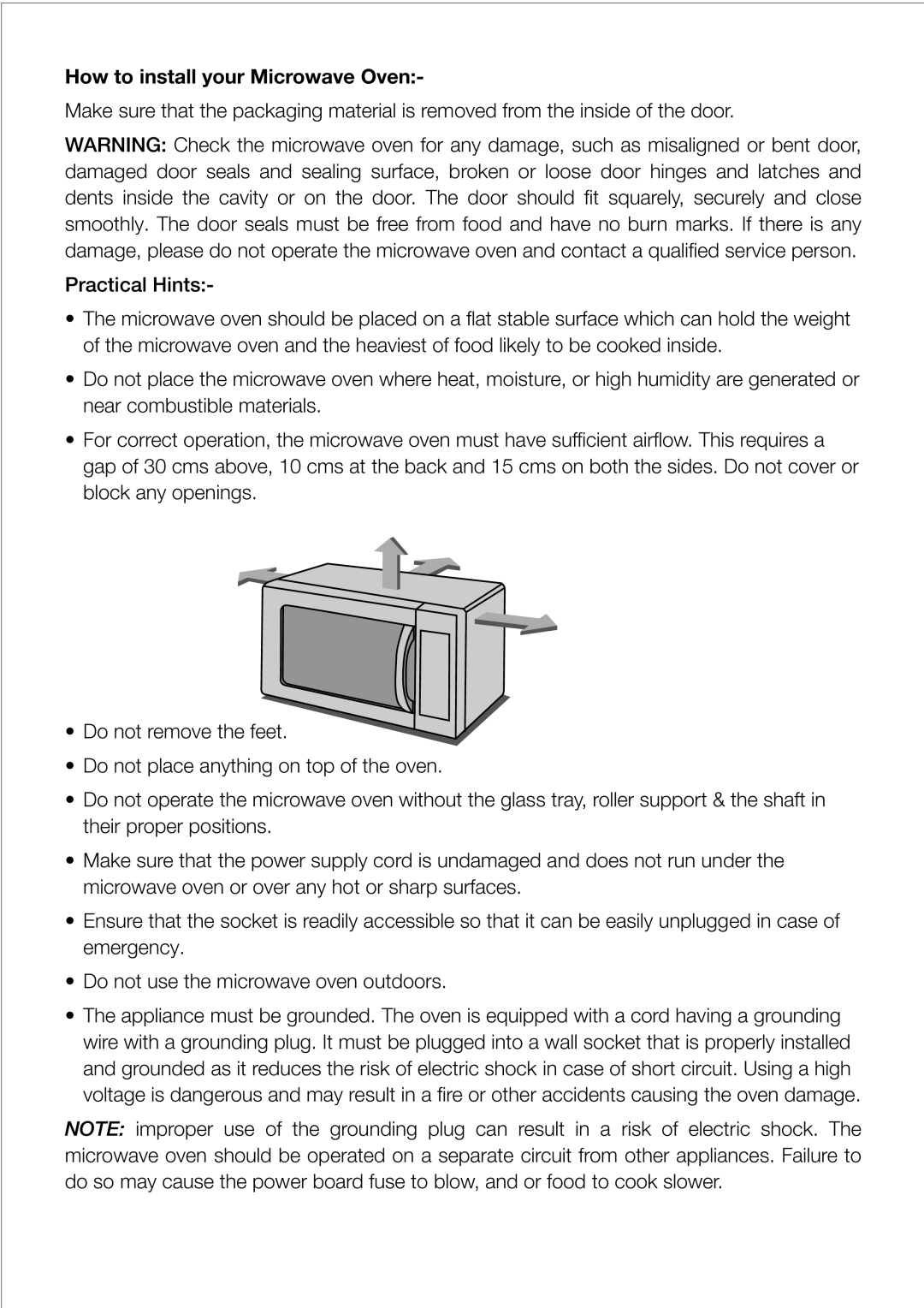 Black & Decker MY26PG manual How to install your Microwave Oven 