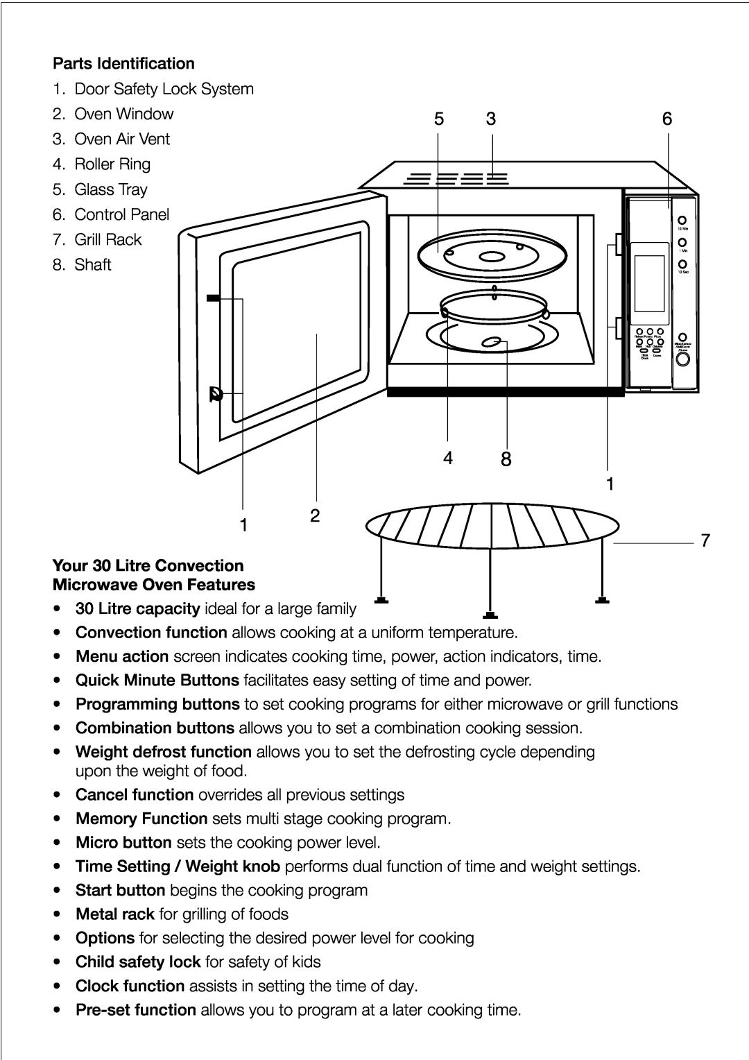 Black & Decker MY30PGCS manual Your 30 Litre Convection Microwave Oven Features 